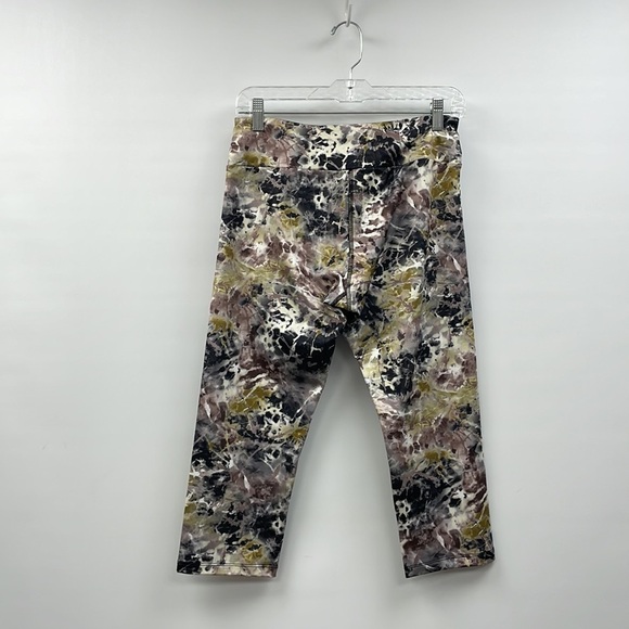 Kos USA Mid-Rise Abstract Splatter Crop Leggings Athleisure Stretch Yoga Large - Picture 4 of 8